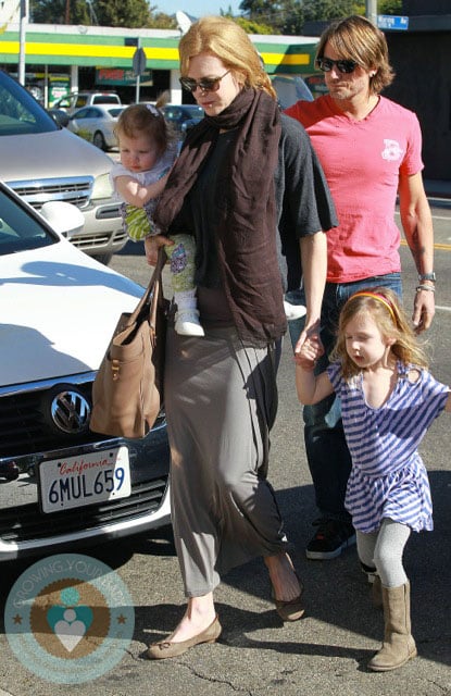 Nicole Kidman, Keith Urban, Sunday Rose & Faith arriving @ a birthday party LA