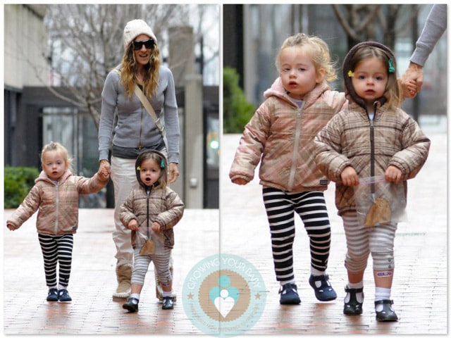 Sarah Jessica Parker with twins Marion and Tabitha in NYC