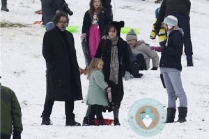 Tim Burton and Helena Bonham Carter sled with their kids in London