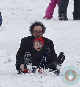 Tim and Billy Burton sled in Primrose Hill Park