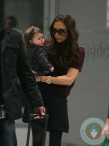 Victoria and Harper Beckham at JFK Airport