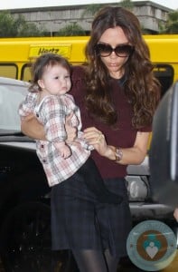 Victoria and Harper Beckham at LAX