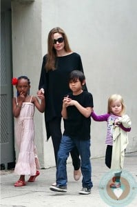 Angelina Jolie out in New Orleans with Pax, Vivienne & Zahara