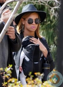 Beyonce Knowles and baby Blue Ivy in Tribeca