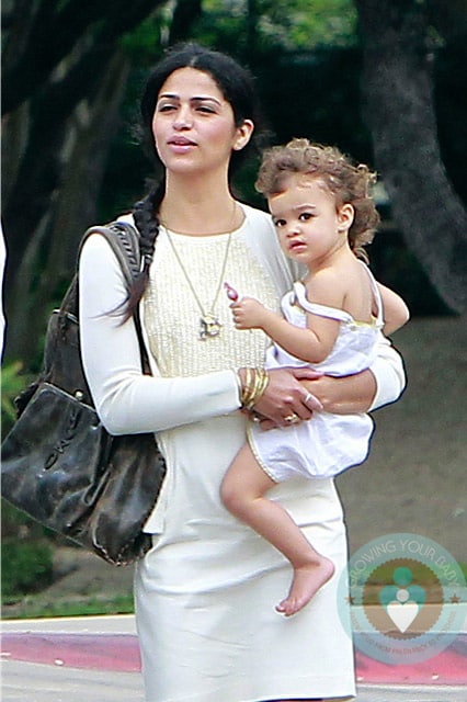 Camila Alves with daughter Vida at church