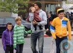 David Beckham with kids Cruz, Romeo, Brooklyn and Harper