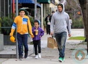 David Beckham with son Cruz and Brooklyn