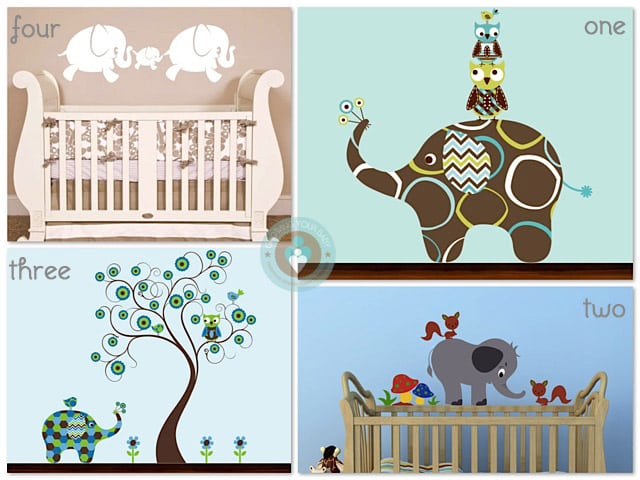 Elephant nursery decals