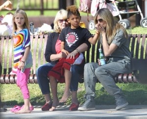 Heid Klum at the park with her kids