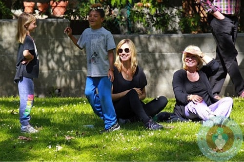 Heidi Klum with mom Erma and kids Lou and Henry