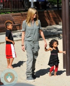 Heidi Klum with son Johan and daughter Lou at the park