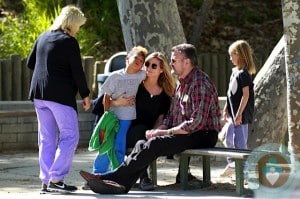Heidi klum with kids Henry and Leni at the park