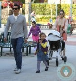 Jessica Alba, Cash Warren with daughters at the park