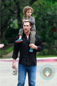 Matthew McConaughey and son Levi at church