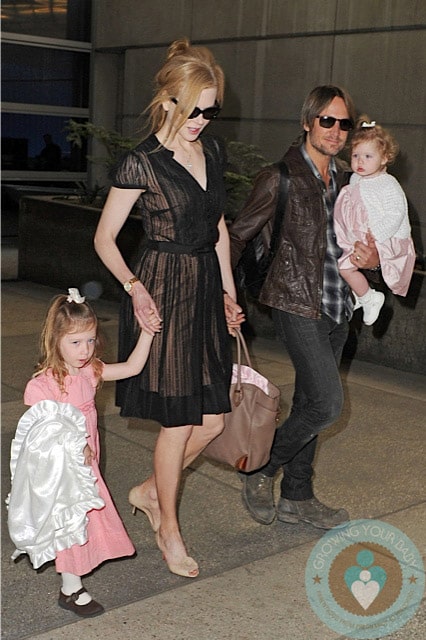 Nicole Kidman and Keith Urban with daughters Sunday Rose & Faith Margaret at LAX