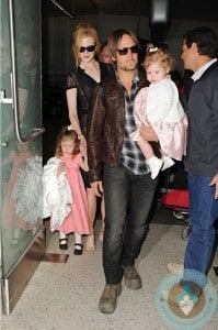 Nicole Kidman and Keith Urban with daughters Sunday Rose  and Faith Margaret @ LAX
