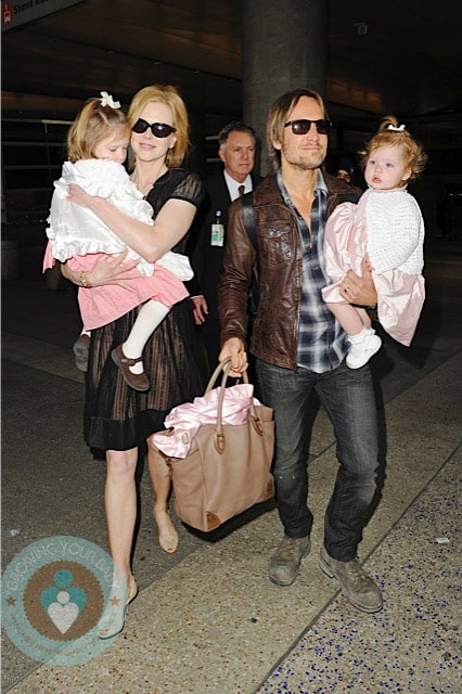 Nicole Kidman and Keith Urban with daughters Sunday Rose  and Faith Margaret at LAX