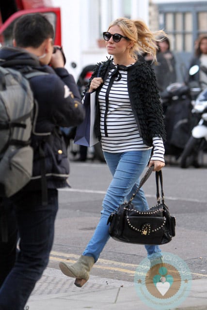 Pregnant Sienna Miller filming in London