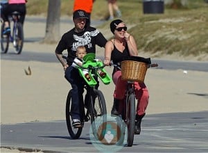 SInger Pink and husband Carey Hart out biking with daughter Willow
