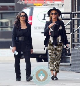 Tina and Beyonce Knowles with baby Blue Ivy in Tribeca