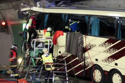 rescuers swiss bus crash