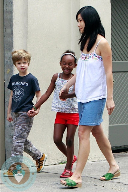 shiloh and Zahara out with a nanny in New Orleans