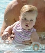 Eli Manning, Ava Manning at the pool in Miami