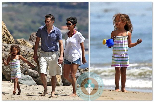 Halle Berry, Olivier Martinez, Nahla Aubry beach Easter