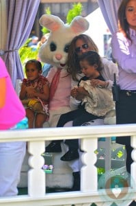 Jennifer Lopez with Max and Emme Anthony Easter Bunny
