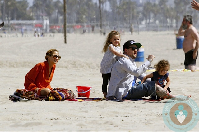 Nicole Richie with Joel, Harlow and Sparrow Madden at the beach in LA
