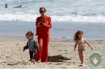 Nicole Richie with kids Harlow and Sparrow Madden at the beach