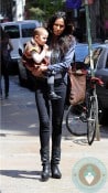 Padma Lakshmi with daughter Krishna in SoHo