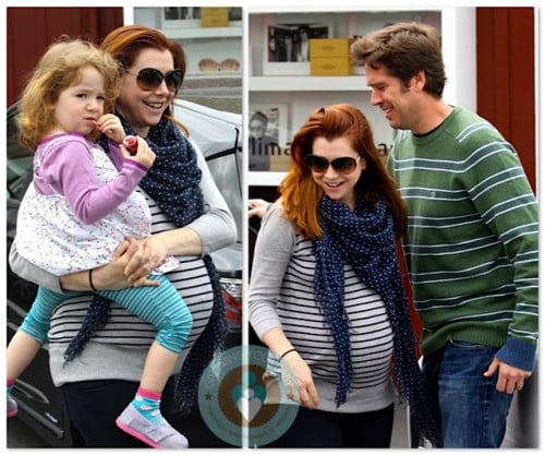 Pregnant Alyson Hannigan, Satyana Denisof, Alexis Denisof Brentwood market