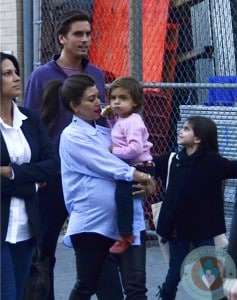 Pregnant Kourtney Kardashian, Scott Disick, Mason Disick with friends in NYC