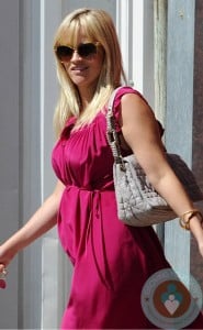 Pregnant Reese Witherspoon pink dress Easter