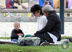 Selma Blair and Jason Bleick with son Arthur at the park