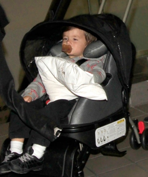 Benjamin brady in car seat at the airport