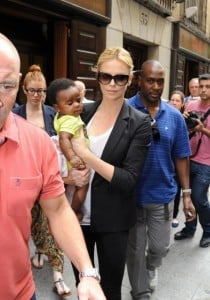 Charlize Theron with son Jackson in Madrid  Spain