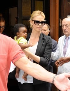 Charlize Theron with son Jackson in Madrid, Spain