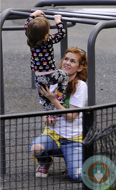 Isla Fisher and daughter Elula Cohen at the park NYC
