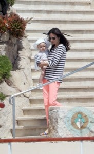 Jennifer Connelly and Paul Bettany with baby Agnes, Eden Roc