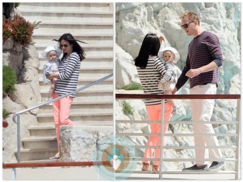 Jennifer Connelly and Paul Bettany with baby Agnes at Eden Roc