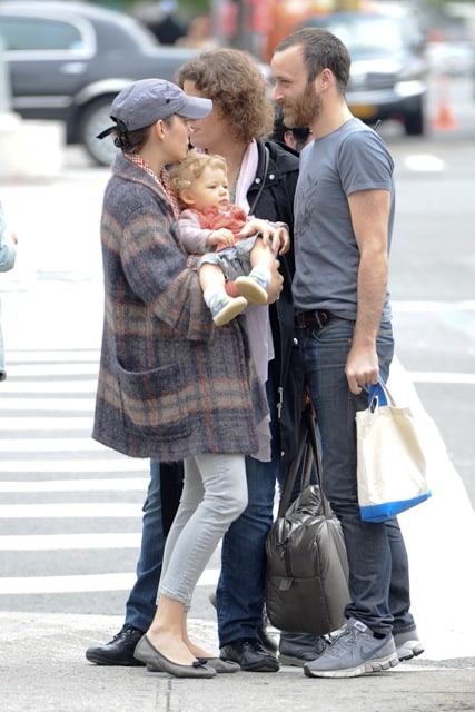 Marion Cotillard with son Marcel Canet, Guillaume Canet NYC