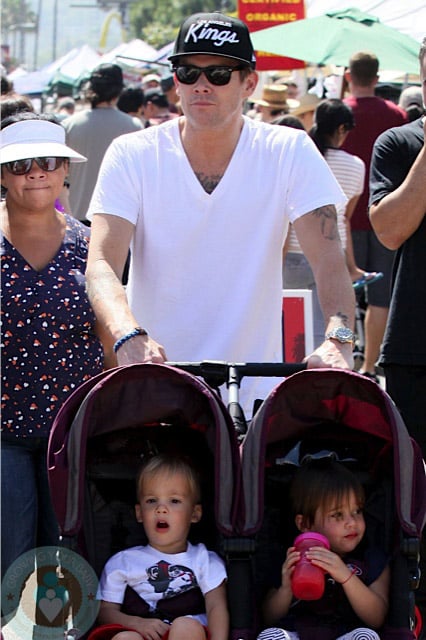Mark McGrath with twins lyndon and hartley farmers market