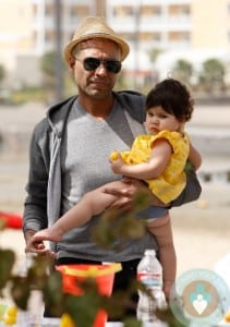 Tony Kanal and his daughter Coco, beach, Marina Del Ray