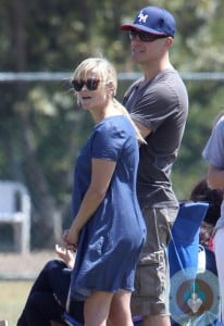 pregnant Reese Witherspoon, Jim Toth at Deacons football game