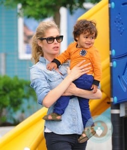 Doutzen Kroes and her son Phyllon Joy Gorre playground in NYC