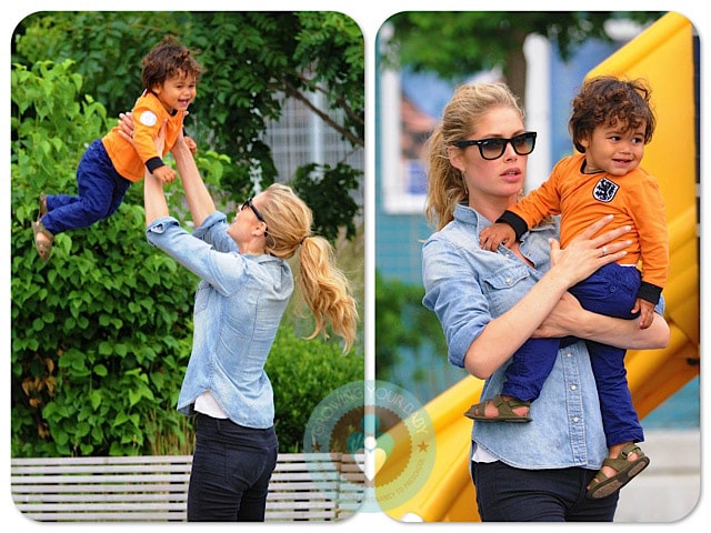 Doutzen Kroes and her son Phyllon Joy Gorre, playground in NYC copy