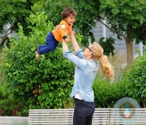 Doutzen Kroes with her son Phyllon Joy Gorre, playground in NYC