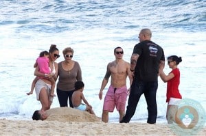 Jennifer Lopez and Casper Smart with twins Max & Emme Anthony in Rio
